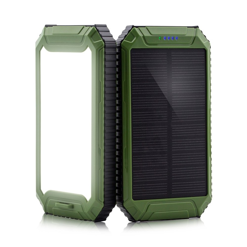 Waterproof Camping 10000Mah Solar Power Bank Solar Phone Charger External Backup Battery Pack with Dual USB Ports For Cell Phone