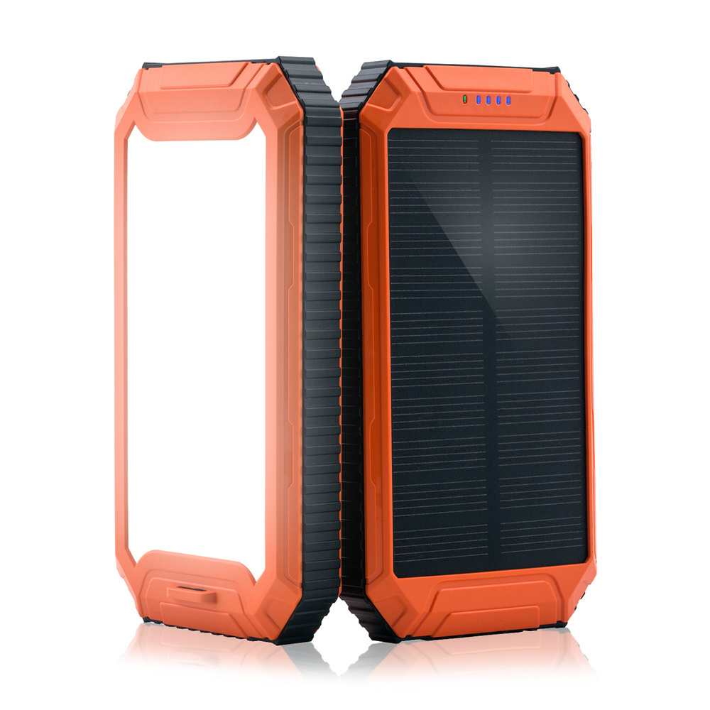 PowerGreen 10000mAh Portable Solar Power Bank Dual USB Ports Phone Charger with Flashlight Can Charge 2 Devices Simultaneously