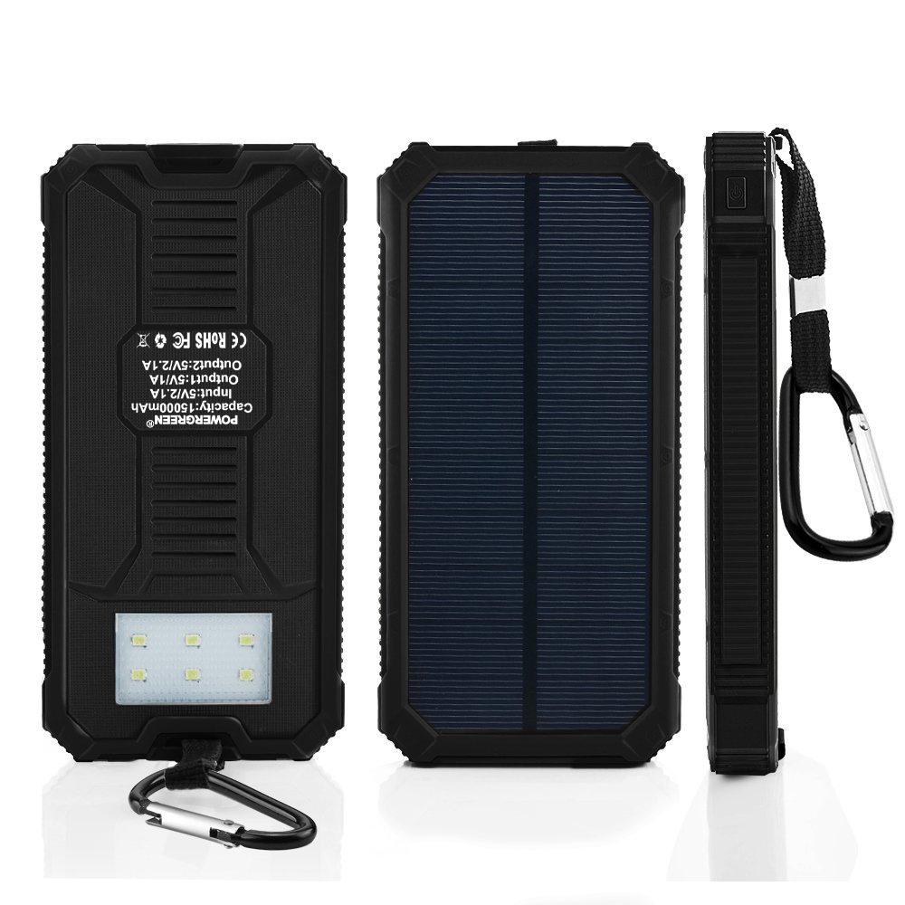 New Product Custom Solar Panel Powerbank Portable Solar Charger 15000mAh Solar Power Banks For Cell Phone