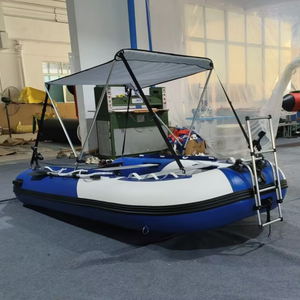 3.6m inflatable dinghy with sunshade taking 4 persons driving in lake, river and offshore sea