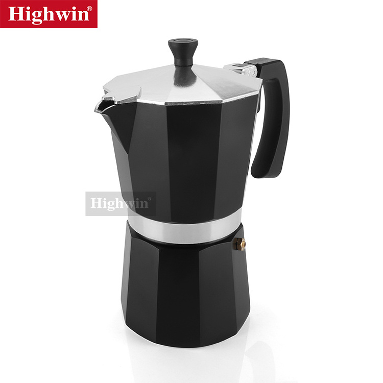 HIGHWIN Classic Black Painting Espresso Coffee Maker Aluminum Alloy Moka Pot