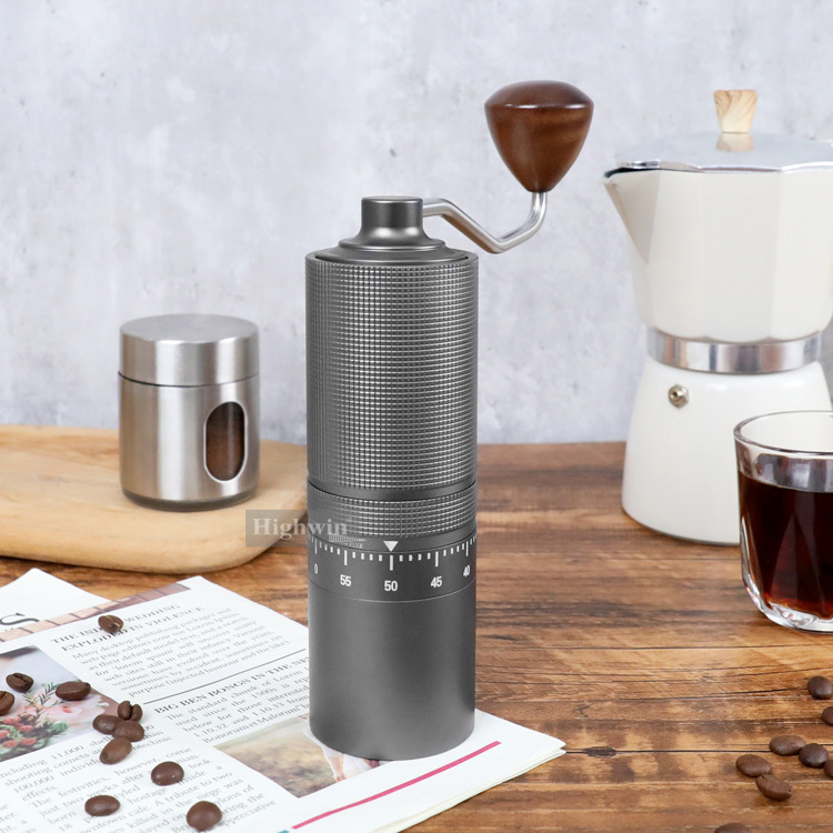 HIGHWIN External Adjustable Setting Coffee Bean Grinder with CNC Stainless Steel Conical Burr