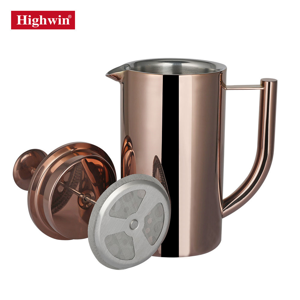 Highwin Customized Stainless Steel Pot French Press Coffee Tea Sets Copper Press