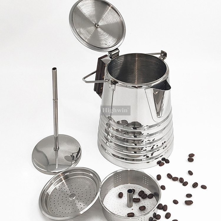 HIGHWIN New Product 14Cup/2100ml Espresso Outdoor Stainless Steel Stovetop Camping Coffee Percolator