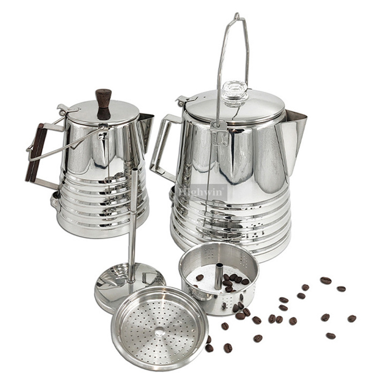 HIGHWIN New Product 14Cup/2100ml Espresso Outdoor Stainless Steel Stovetop Camping Coffee Percolator