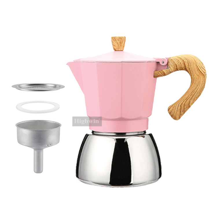 HIGHWIN Stovetop Aluminum Alloy Materials Espresso 3/6 Cups Mini Mocha Pot Expresso Maker Coffee Moka Pot