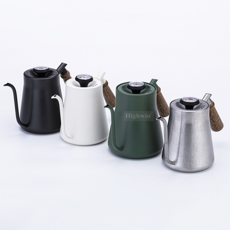 HIGHWIN Stainless Steel Gooseneck Kettle with Thermometer Pour Over Coffee Kettle