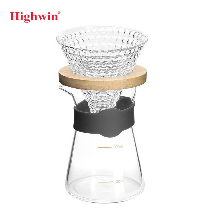 Highwin Factory Glass Coffee Dripper Set Pour Over Coffee Maker