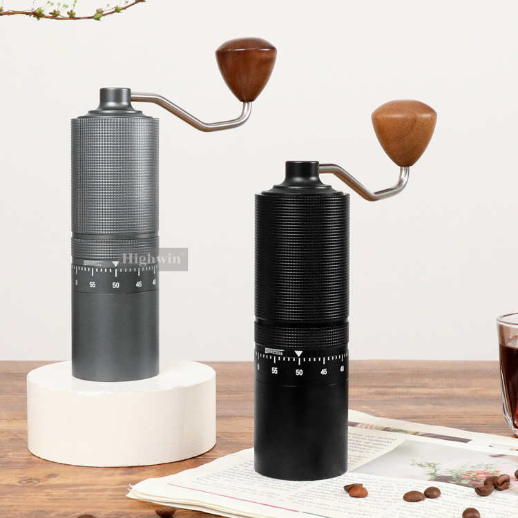 HIGHWIN External Adjustable Setting Coffee Bean Grinder with CNC Stainless Steel Conical Burr