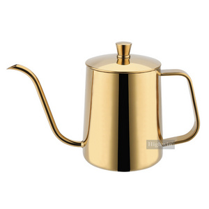 Highwin Factory BSCI Audit Gold PVD Painting Thin Stainless Steel Pour Over Gooseneck Kettle Drip Coffee Pot