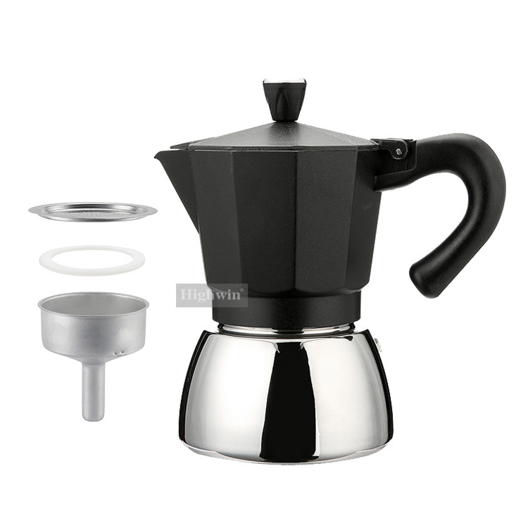 HIGHWIN Stovetop Aluminum Alloy Materials Espresso 3/6 Cups Mini Mocha Pot Expresso Maker Coffee Moka Pot