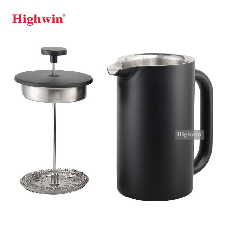 HIGHWIN Portable Manual Cold Brew Coffee Maker Stainless Steel French Coffee Press