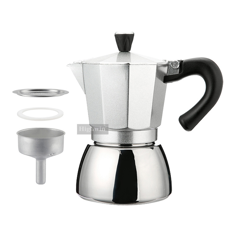 HIGHWIN Stovetop Aluminum Alloy Materials Espresso 3/6 Cups Mini Mocha Pot Expresso Maker Coffee Moka Pot