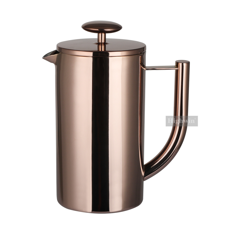 Highwin Customized Stainless Steel Pot French Press Coffee Tea Sets Copper Press