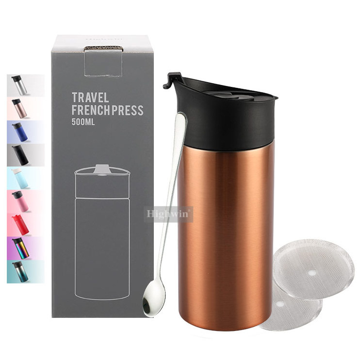 Highwin Factory 10oz 16oz Double Wall Stainless Steel French Press Mug Travel