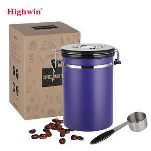 Highwin Factory  Tea Container Stainless  Steel Tea Canister With One Way Co2 Valve Airtight Storage coffee Canister