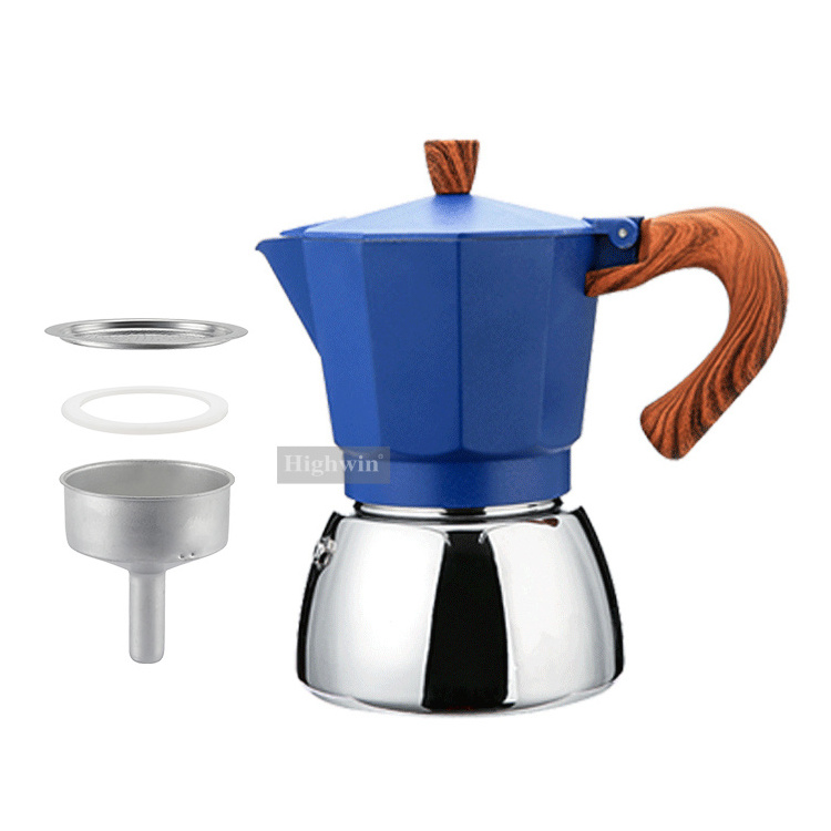 HIGHWIN Stovetop Aluminum Alloy Materials Espresso 3/6 Cups Mini Mocha Pot Expresso Maker Coffee Moka Pot