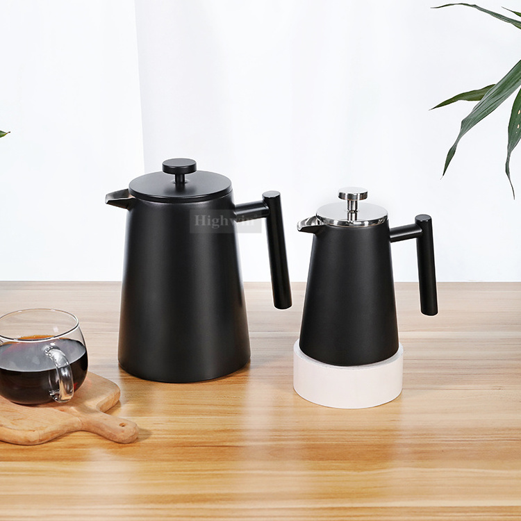 Durable Insulated Black Stainless Steel Double Wall Slanted Body Coffee Press Tea French Press