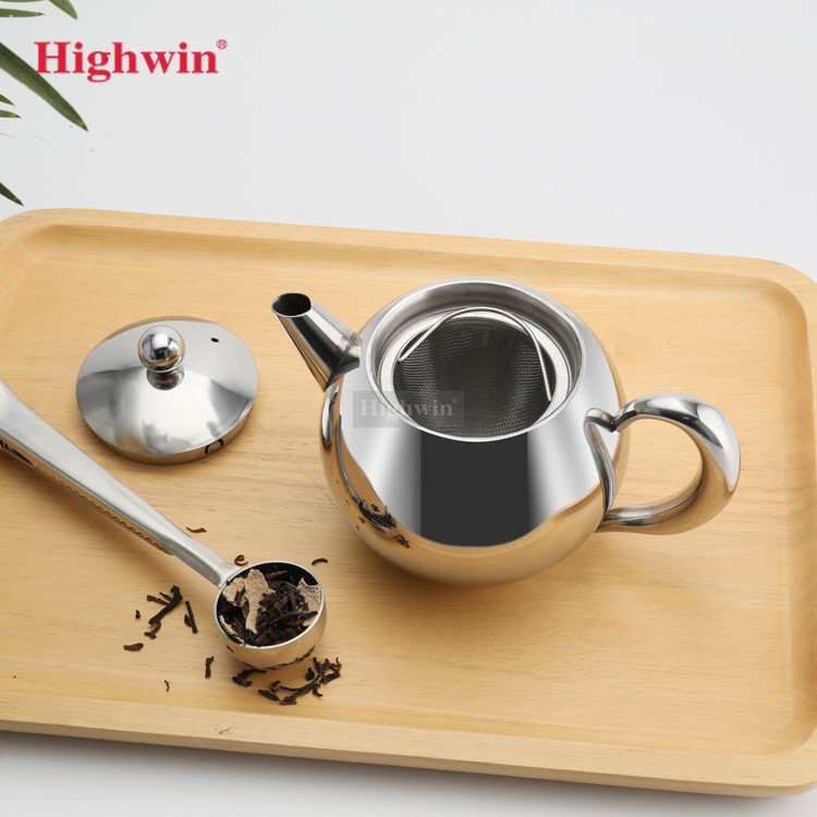 Highwin Factory Sales Directly T0102 Stainless Steel Silver Chinese Teapot 4 Capacity Tea Kettle