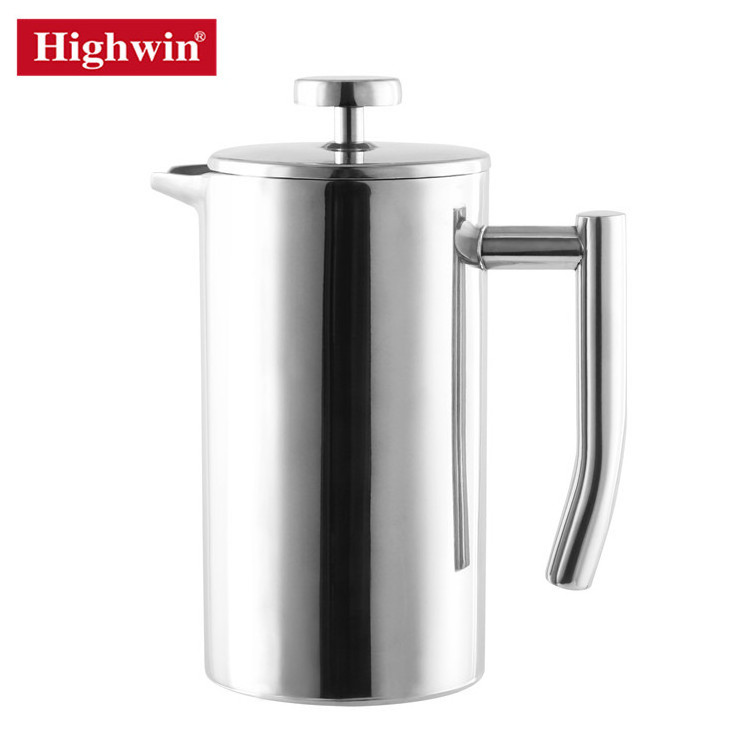 BSCI 1000ml Double Wall Stainless Steel French Press Stainless Steel 304 Material Coffee Maker