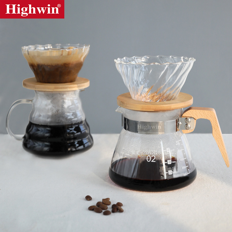 Highwin Durable Transparent Coffee Dripper Pour Over Reusable Glass Coffee Dripper