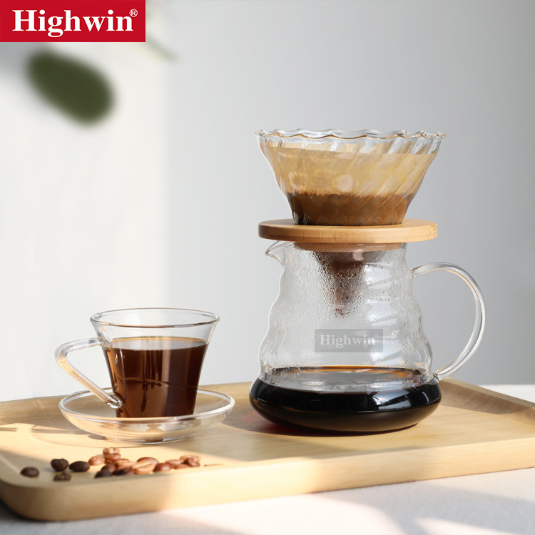 Highwin Durable Transparent Coffee Dripper Pour Over Reusable Glass Coffee Dripper