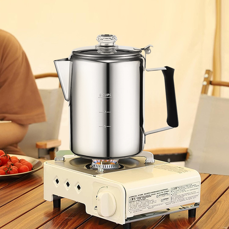 Campfire Or Stovetop Coffee Making Outdoor Traveling Fast Brew Gas Camping Coffee Percolator