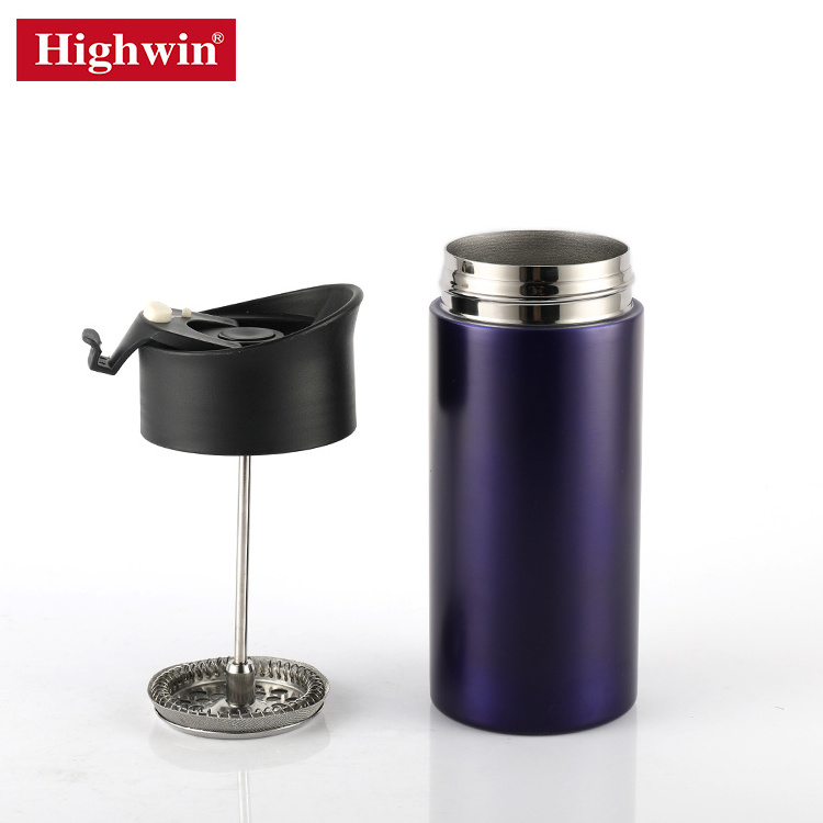 Highwin Factory Desgin Thermos Bottle French Press Espresso Cappuccino Car Coffee Maker