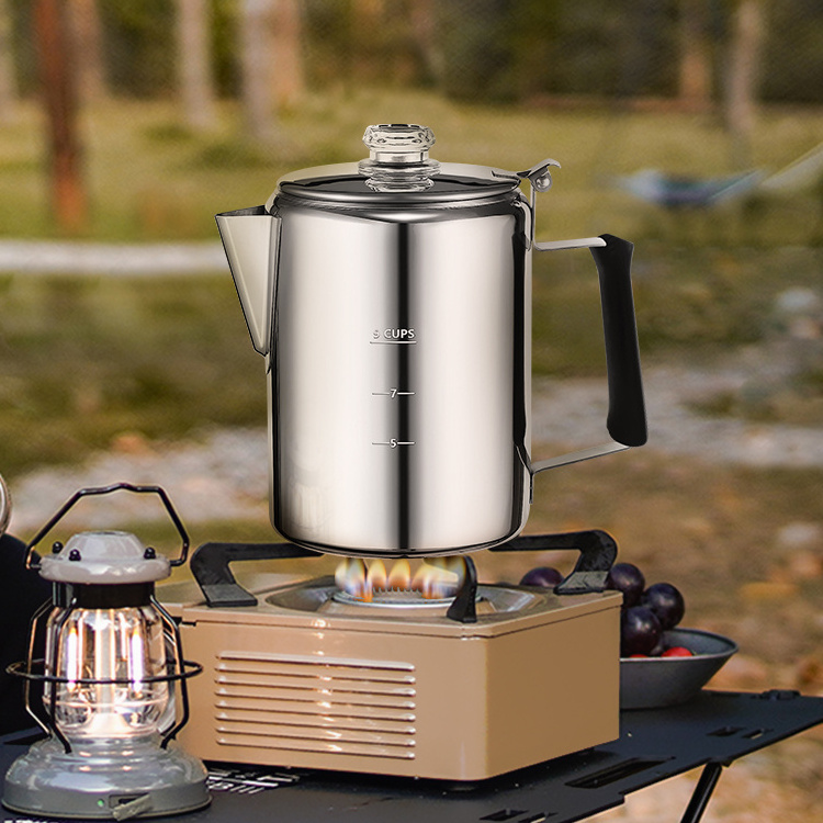 Campfire Or Stovetop Coffee Making Outdoor Traveling Fast Brew Gas Camping Coffee Percolator