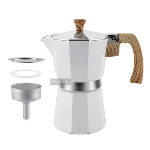 HIGHWIN Classic Italy Espresso Coffee Maker Aluminum Alloy White Moka Pot