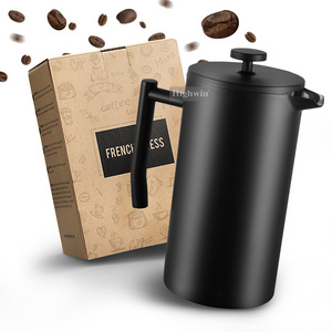 BSCI 1000ml Double Wall Stainless Steel French Press Stainless Steel 304 Material Coffee Maker