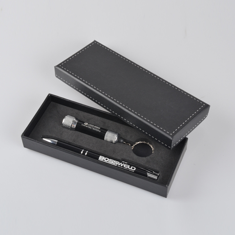 Flashlight and Soft Stylus Keychain  Premium Business Gift Box Executive pen gift set