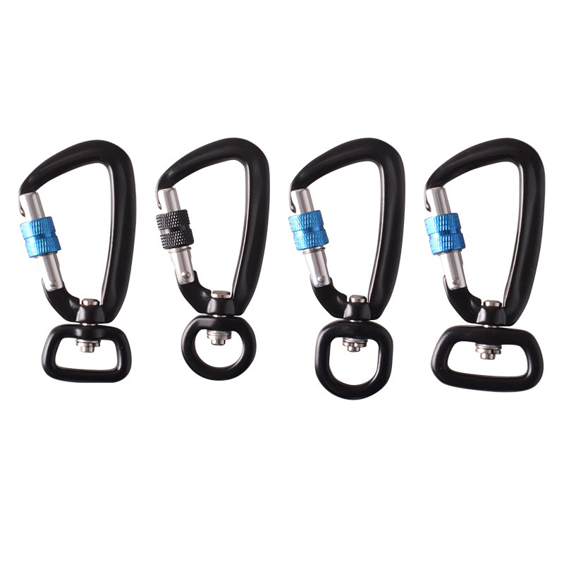 Rotary belt clip rotator carabiner small screw lock carabiner rotating hammock hanging clip pet collar hook