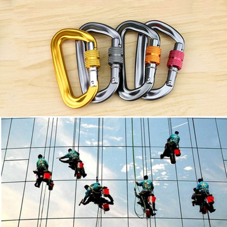 Factory Wholesale Locking Carabiner Climbing Carabiner CE Certified D Shape Screw Gate Aluminum Carabiner Hook