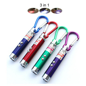 Mini 3 In 1 Multifunction Laser Light Pointer UV LED Torch Flashlight Keychain carabiner for working and camping