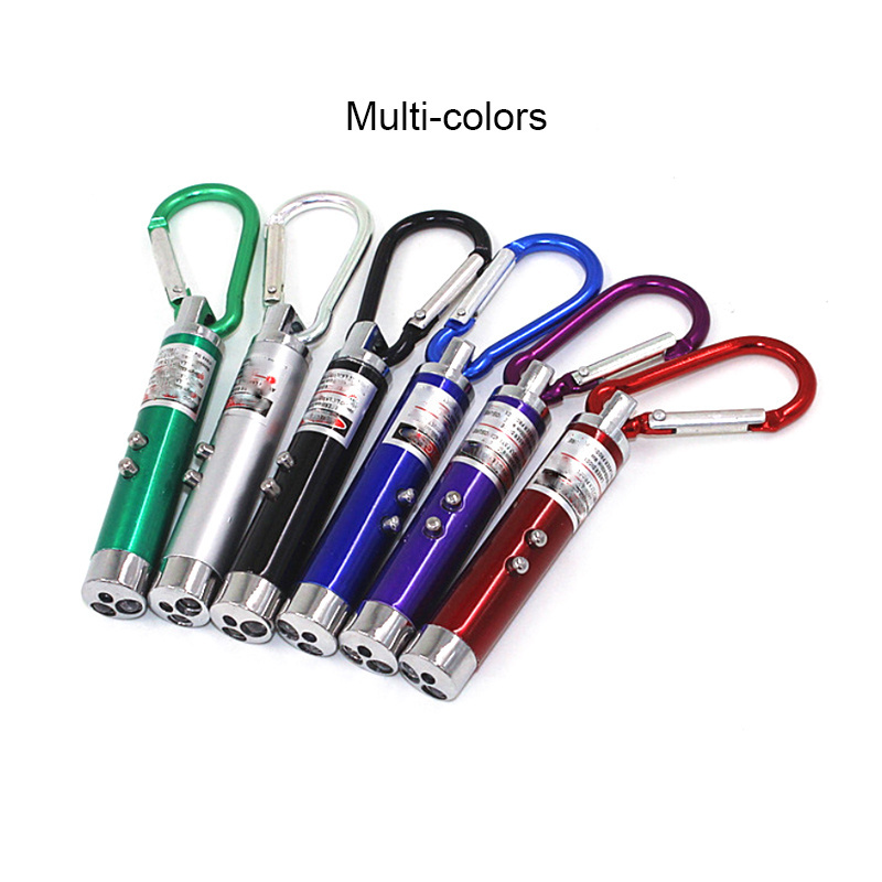 Mini 3 In 1 Multifunction Laser Light Pointer UV LED Torch Flashlight Keychain carabiner for working and camping