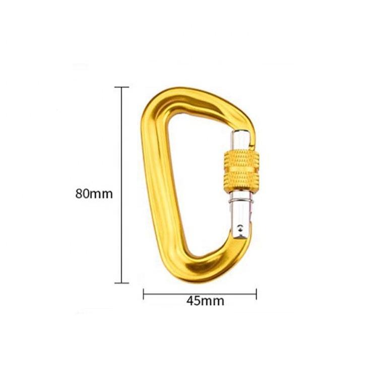 Factory Wholesale Locking Carabiner Climbing Carabiner CE Certified D Shape Screw Gate Aluminum Carabiner Hook