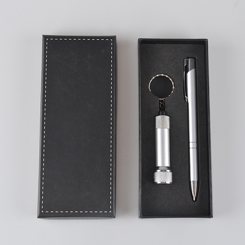 Flashlight and Soft Stylus Keychain  Premium Business Gift Box Executive pen gift set