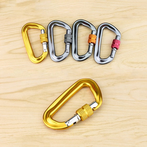 Factory Wholesale Locking Carabiner Climbing Carabiner CE Certified D Shape Screw Gate Aluminum Carabiner Hook