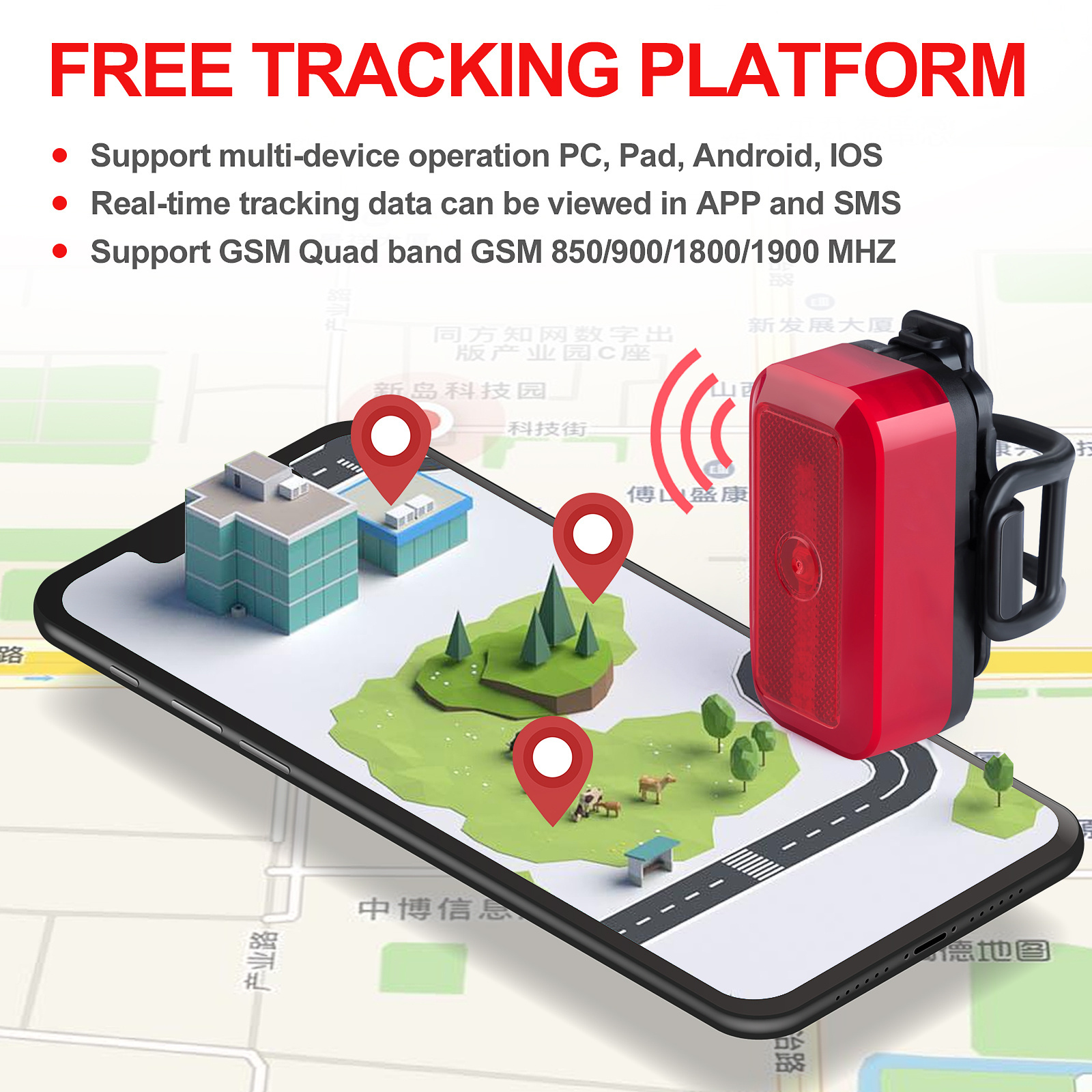 KINGNEED T630 anti lost theft  bike tracker locator location tracking bicycle gps gsm tracker with free APP