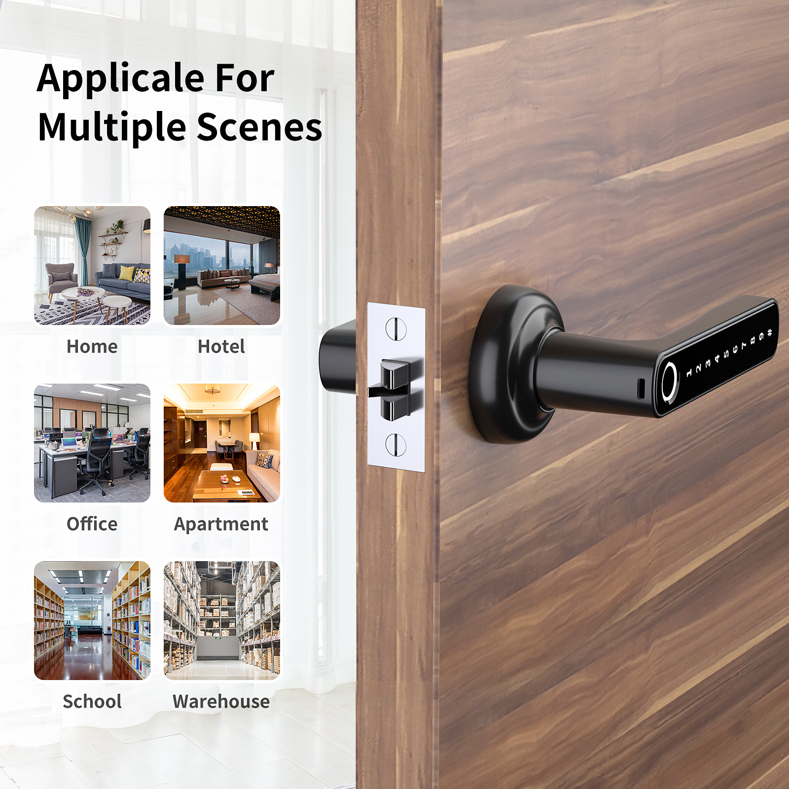 Digital Door Lock IP54 Level Waterproof Smart Lock Biometric Keyless Entry Door Handle Fingerprint Lock