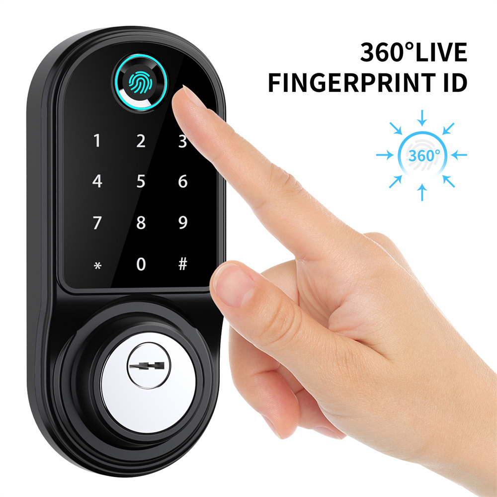 Touch Screen Panel Black Wifi Glass Digitizersmart Lock Keyless Hotel Apartment Smart Digital Door Lock USB Back-up Waterproof