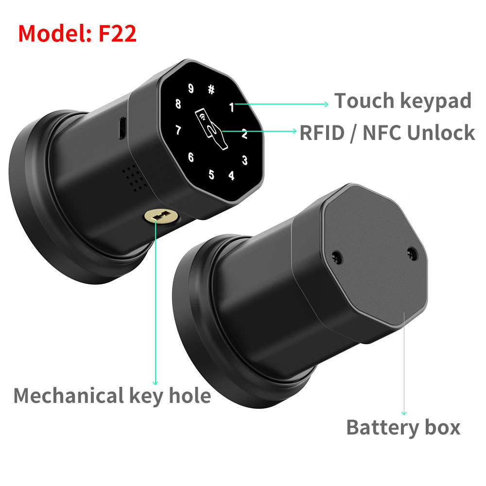 F22 keyless gate electric furniture safety digital nfc code rfid IC card tuya smart deadbolt door handle security lock with APP