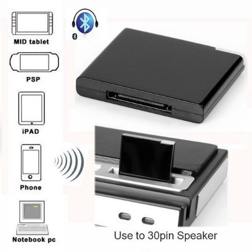 30Pin Wireless Bluetooth Receiver Adapter Stereo Audio Music Connector Replacement for iPhone 30Pin Dock Speaker