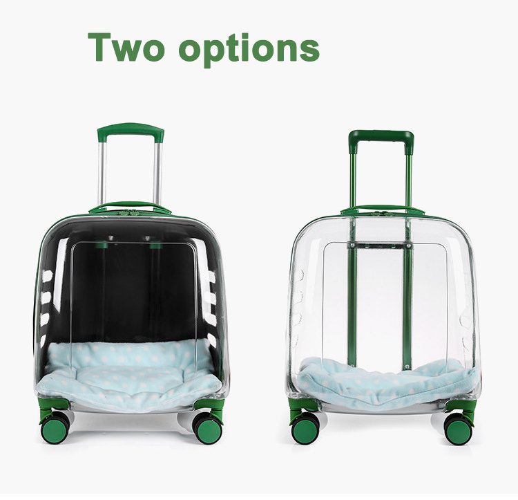 Pet Dog Trolley Backpack Case Space Capsule Dogs Cats Wheeled Pet Cart Full Transparent Pet Trolley Tote Bag