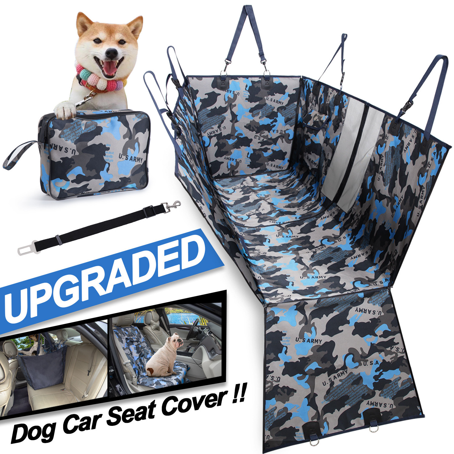 Simple Waterproof Pet Hammock Back Dog Seats Cover Dog Car Seat Covers For Back Seat With Mesh Solid Mats & Pads