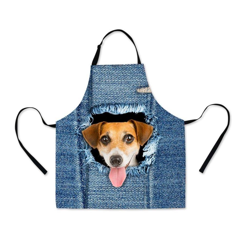 2020 Trending Product Stylish Kitchen Apron Pattern Animal Dog Cat 3D Printed Waist Long Apron