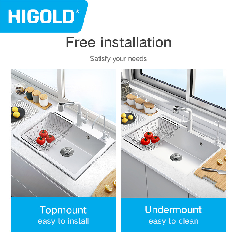 HIGOLD OEM/ODM modern rectangle Under Counter white wash Hand basin bathroom sink Kitchen Farmhouse Sink