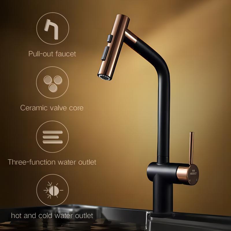 Good price OEM kitchen sink tap single hole single handle cold and hot mix water pull out faucet deck mount