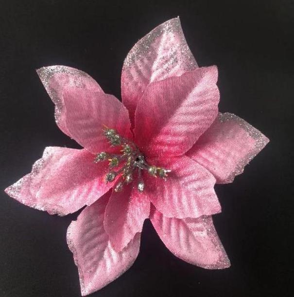 Wholesale Tree Wreaths Decor Ornament Red Glitter Artificial Christmas Poinsettia Flower